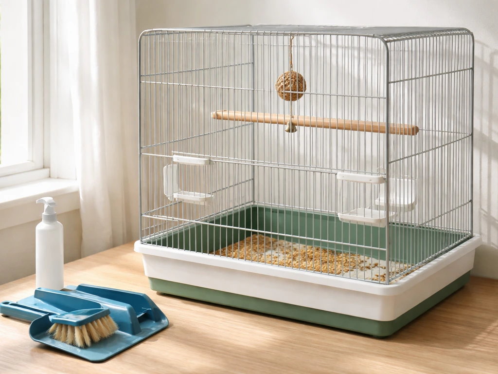 Minimal birdcage scene showing three highlighted zones for diagnosing smell, chewing, and airflow.